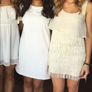 Fringe off white dress